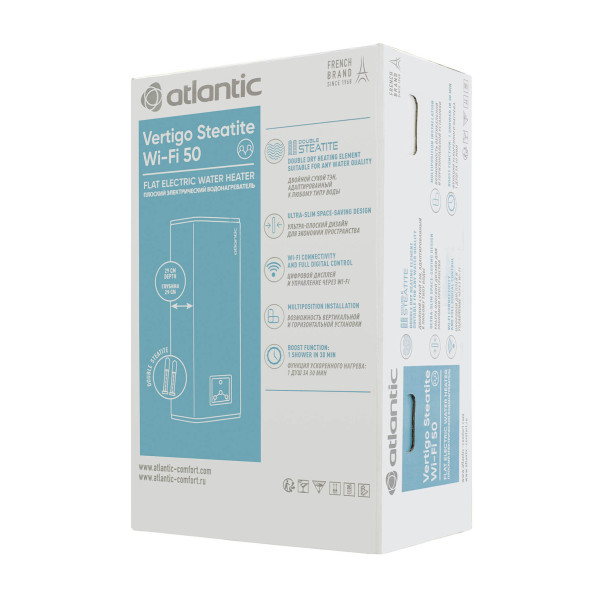 Бойлер 40 літрів Atlantic Vertigo Steatite WI-FI 50 MP 040 F220-2-CE-CC-W 2250W White, фото 11