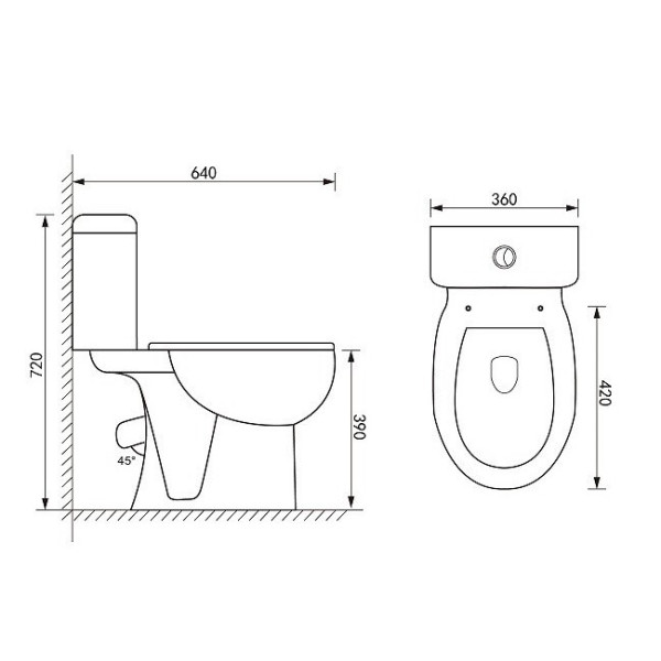Унітаз з бачком Keramika Nova C637X випуск 45 градусів, фото 10