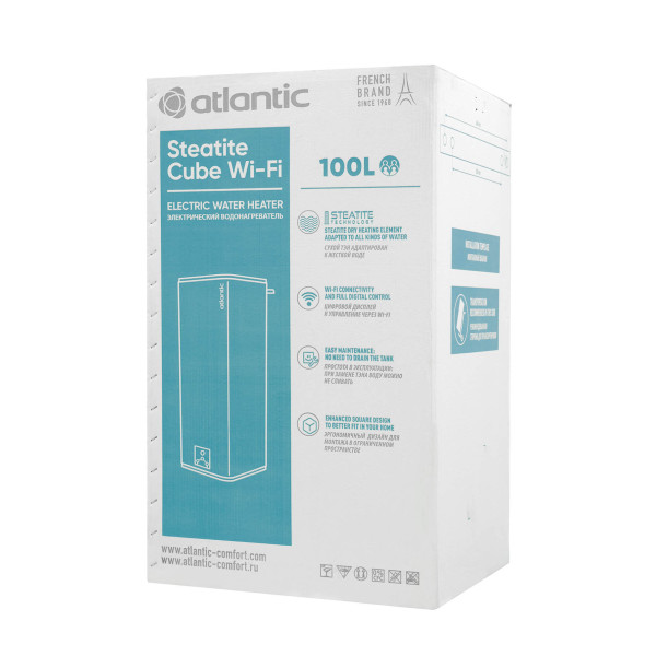 Бойлер 100 літрів Atlantic Steatite Cube WI-FI ES-VM 100 S4 С2 WD 2400W Silver, фото 11