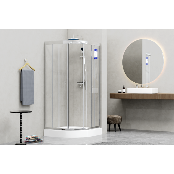 Душова кабіна з піддоном 80х80 см Britc Lira напівкругла (4 мм), фото 2