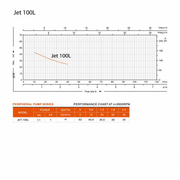 Поверхневий насос Farmer Jet 100 L 1,1 кВт, фото 5