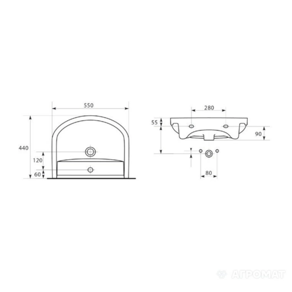 Умивальник меблевий Cersanit Arteco 55 см, фото 2