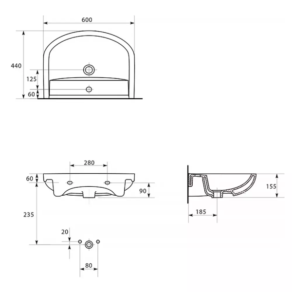 Умивальник меблевий Cersanit Arteco 60 см, фото 2