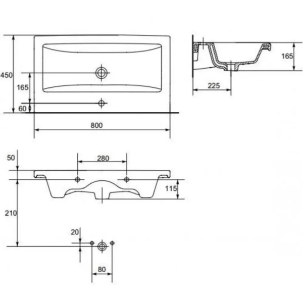 Умивальник меблевий Cersanit Como 80 см, фото 3