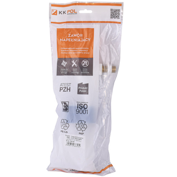 Впускний клапан для унітазу бічне підведення латунь 3/8" KK Pol (ZN2/109), фото 4