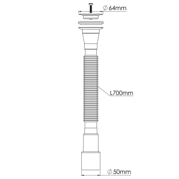 Сифон нерозбірний 700 мм випуск 64 мм Nova 1209, фото 2