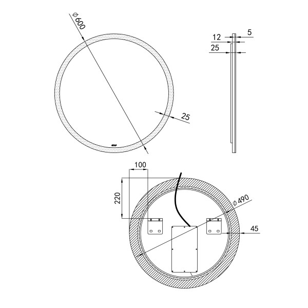 Зеркало в ванную с подсветкой Qtap Virgo 60х60 см (QT1878250660W), фото 7