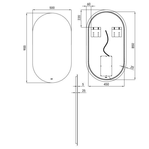 Зеркало в ванную с подсветкой Qtap Scorpio 50х90 см (QT14783001W), фото 9