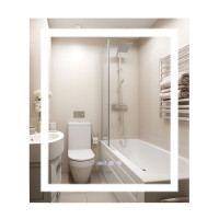 Зеркало в ванную с подсветкой, с антизапотеванием, с часами Qtap Mideya 70х80 см (QT2078DCF7080W)