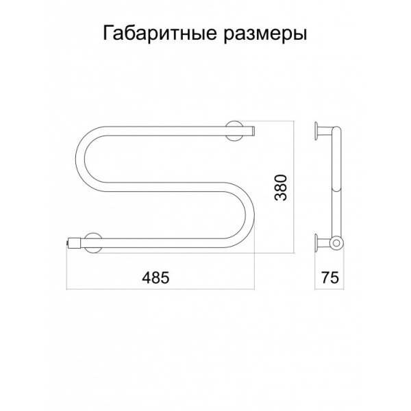 Рушникосушка електрична Теплий Світ Змійка плюс ліве підключення, фото 2
