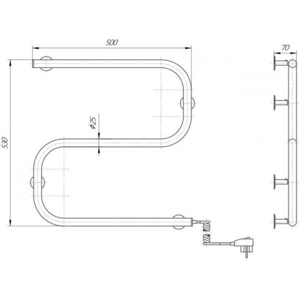 Рушникосушка електрична ELNA Змійка S Ліве підключення, фото 2