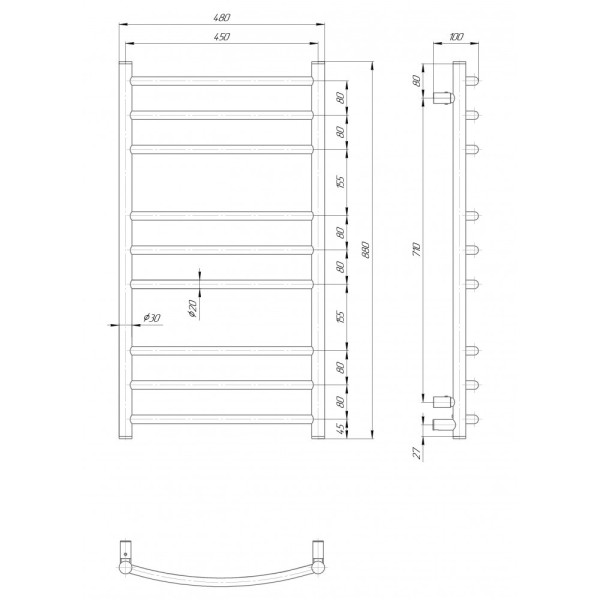 Рушникосушка електрична ELNA Драбинка 9 універсальне підключення, фото 2