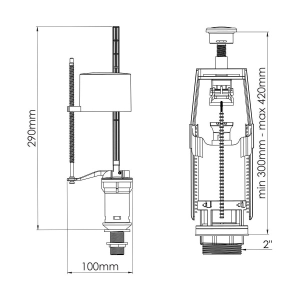 Арматура для унітазу нижнє підведення 1/2 Nova 4163, фото 2
