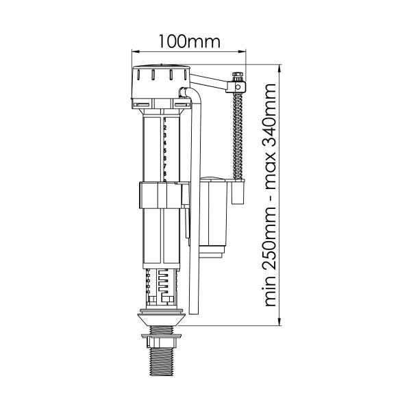 Впускний клапан для унітазу нижнє підведення 1/2 Nova 7016, фото 2