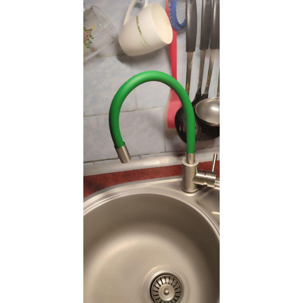 Змішувач для кухні гнучкий Kraft 3004 Зелений, фото 5