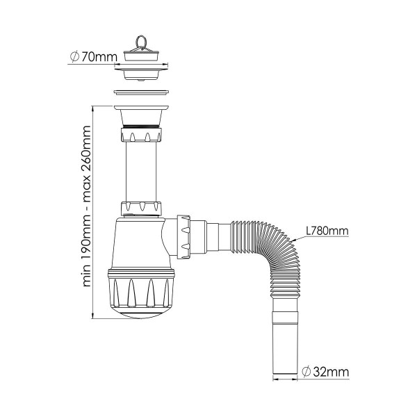 Сифон для мийки без переливу Nova 1060, фото 2