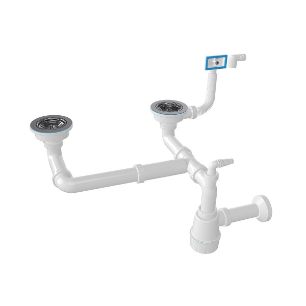 Сифон для подвійної мийки з переливом 3 1/2 Nova 1194, фото 1