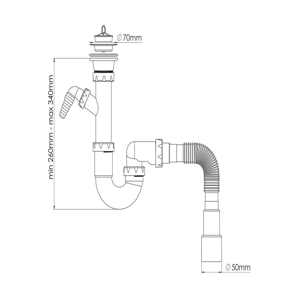 Сифон для мийки без переливу Nova 1122, фото 2