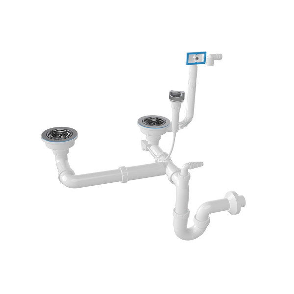 Сифон-автомат для подвійної мийки з переливом 3 1/2 Nova 1199, фото 1