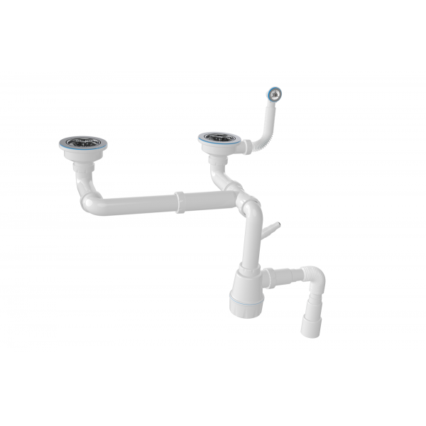 Сифон для подвійної мийки з переливом 3 1/2 Nova 1196, фото 1