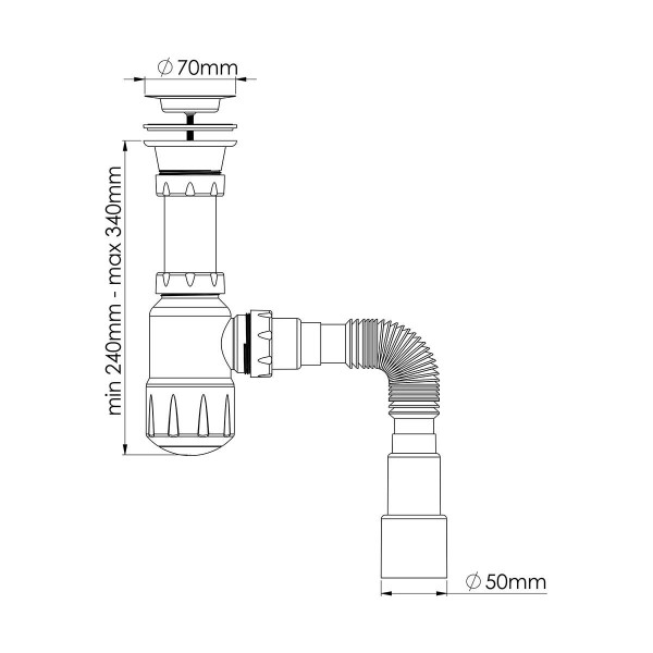 Сифон для умивальника Nova 1051, фото 2