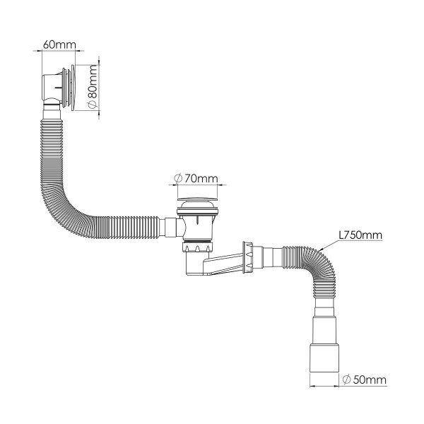 Сифон для ванни автомат з донним клапаном Nova 1542, фото 2