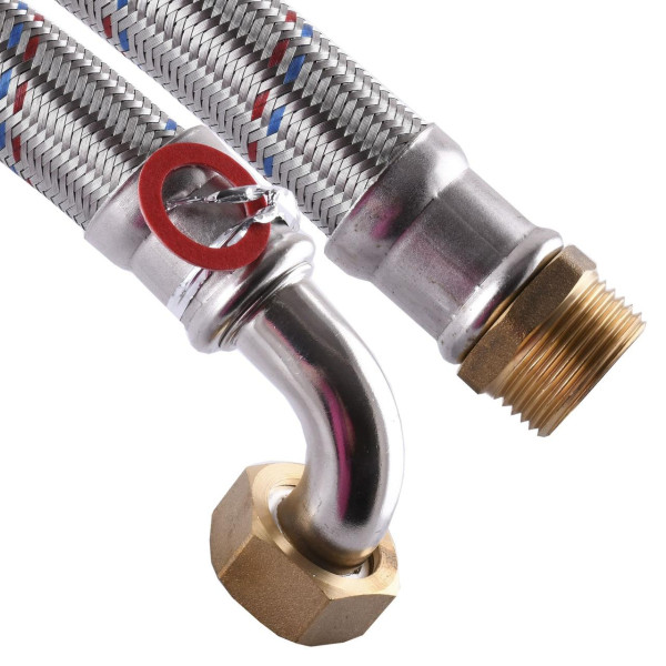 Шланг антивібраційний кутовий Solomon 80 см 1" ЗВ, фото 2