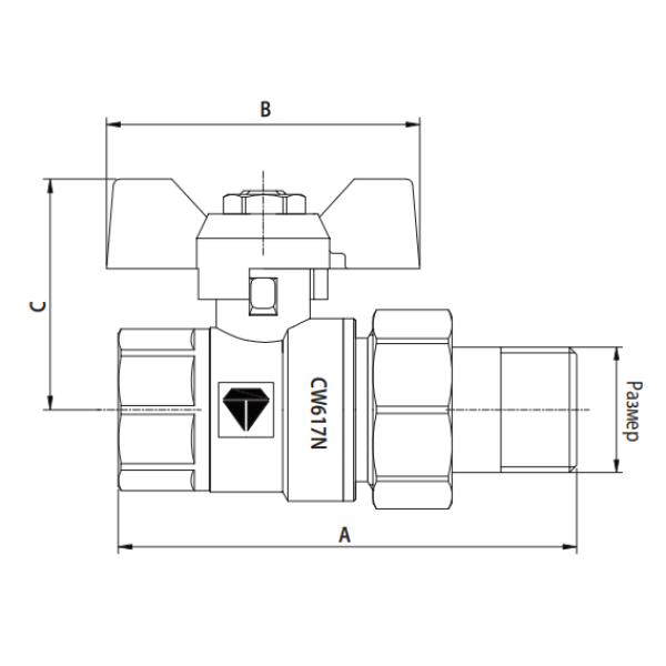Кран шаровый 1" HLV Optima с полусгоном ВН, фото 2