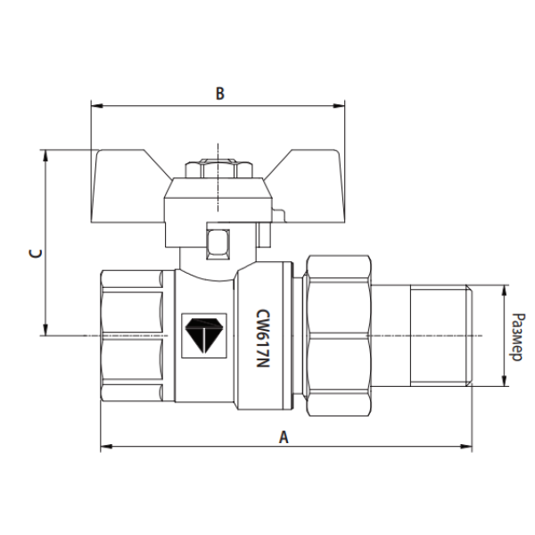 Кран шаровый 1/2" HLV Optima с полусгоном ВН белый, фото 2
