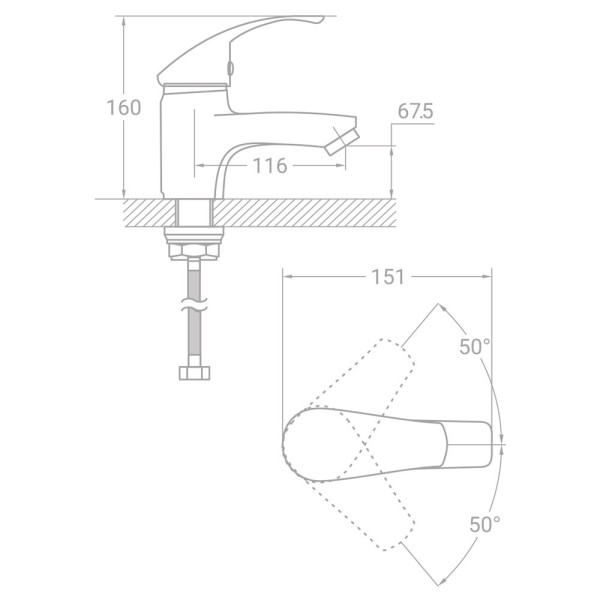 Змішувач для раковини Tau SL-2A143C, фото 2
