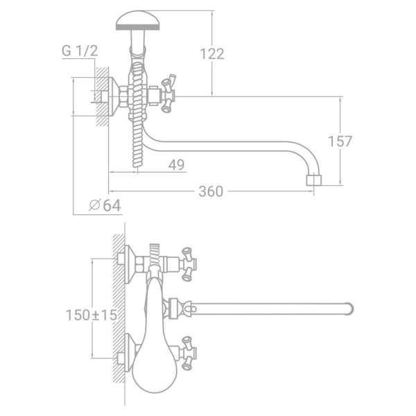 Змішувач для ванни Tau VN-5C460C, фото 2