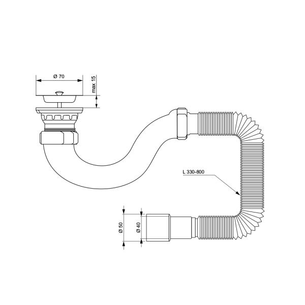 Сифон для душевого поддона U-образный Tau 9844820, фото 2