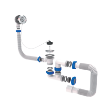 Сифон для ванни з пробкою на ланцюжку і гнучким відведенням Ø40/50 мм TAU