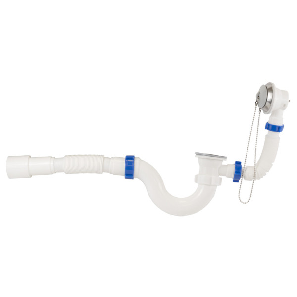 Сифон для ванни прямоточний з пробкою на ланцюжку і гнучким відведенням Ø40/50 мм TAU, фото 2