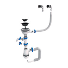 Сифон для мийки з круглим переливом 3 1/2" чорний випуск Tau 9842820