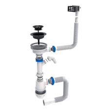 Сифон для мийки з квадратним переливом 3 1/2" чорний випуск Tau 9842822