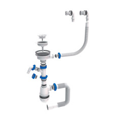 Сифон для мийки з круглим переливом 3 1/2" білий випуск Tau 9842821